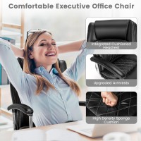 Powerstone Big And Tall Office Chair - 500Lbs High Back Executive Desk Chair Adjustable Pu Leather Computer Chair Home Office Extra Wide Swivel Task Chair For Heavy People Adults Black