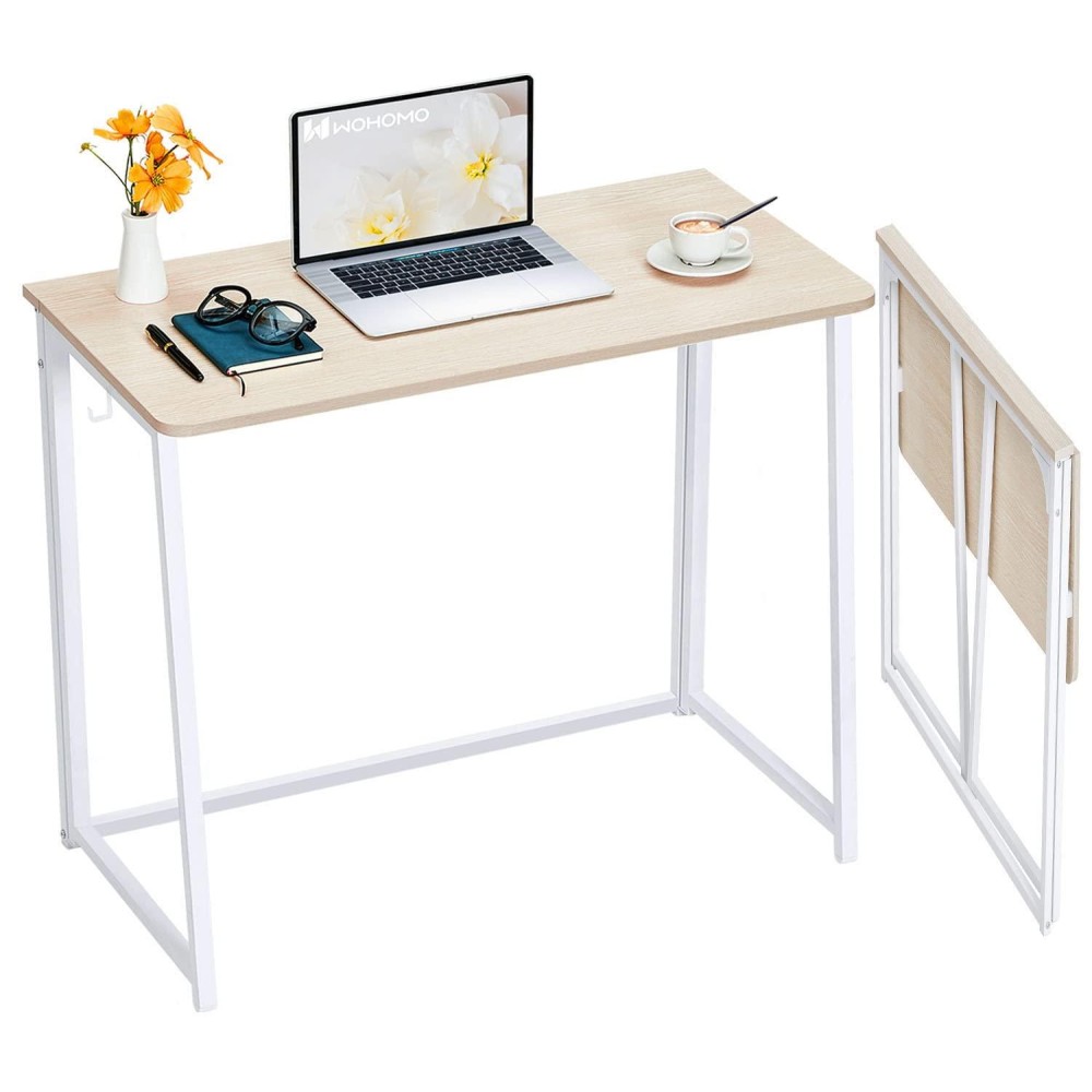 Wohomo Folding Desk Small Foldable Desk 394 For Small Spaces Space Saving Computer Table Writing Workstation For Home Offic