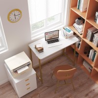 Wohomo White Marble Folding Desk 315 Small Desk For Small Spaces With Gold Legs Easy Assemble Foldable Computer Desk Mini