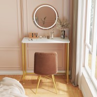 Wohomo White Marble Folding Desk 315 Small Desk For Small Spaces With Gold Legs Easy Assemble Foldable Computer Desk Mini