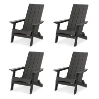 Lue Bona Folding Adirondack Chairs Set Of 4 Hdps Poly Modern Adirondack Chair Weather Resistant Plastic Adirondack Fire Pit Ch