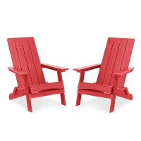 Lue Bona Folding Adirondack Chairs Set Of 2 Hdps Poly Modern Adirondack Chair Weather Resistant Plastic Adirondack Fire Pit Ch