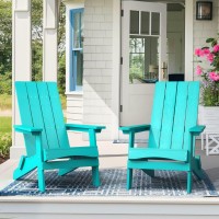 Lue Bona Folding Adirondack Chairs Set Of 2 Hdps Poly Modern Adirondack Chair Weather Resistant Plastic Adirondack Fire Pit Ch