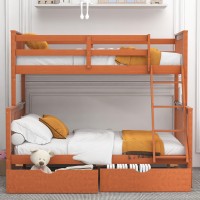 Merax Wood Bunk Bed With Drawers Convertible Wood Bunk Bed With Ladders And Two Storage Drawers Solid Wood Detachable Bunk Bed F