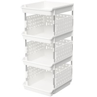 Lifewit Plastic Stackable Storage Baskets 4 Tier Stacking Bins For Closet Wardrobe Playroom Kitchen And Pantry Organization