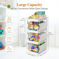 Lifewit Plastic Stackable Storage Baskets 4 Tier Stacking Bins For Closet Wardrobe Playroom Kitchen And Pantry Organization