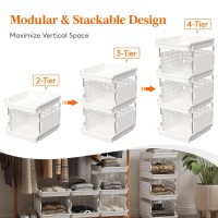 Lifewit Plastic Stackable Storage Baskets 4 Tier Stacking Bins For Closet Wardrobe Playroom Kitchen And Pantry Organization