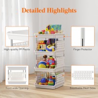 Lifewit Plastic Stackable Storage Baskets 4 Tier Stacking Bins For Closet Wardrobe Playroom Kitchen And Pantry Organization