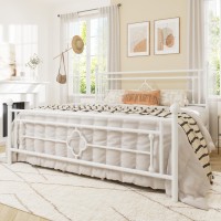 Allewie King Size Metal Platform Bed Frame With Victorian Vintage Headboard And Footboardmattress Foundationunder Bed Storage