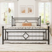 Allewie King Size Metal Platform Bed Frame With Victorian Vintage Headboard And Footboardmattress Foundationunder Bed Storage