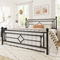 Allewie King Size Metal Platform Bed Frame With Victorian Vintage Headboard And Footboardmattress Foundationunder Bed Storage