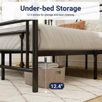 Allewie King Size Metal Platform Bed Frame With Victorian Vintage Headboard And Footboardmattress Foundationunder Bed Storage