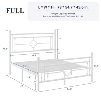 Allewie Full Size Metal Platform Bed Frame With Victorian Vintage Headboard And Footboardmattress Foundationunder Bed Storage