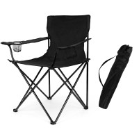 Leonyo Folding Camping Chair, Portable Lawn Chair For Adults With Cup Holders, Outdoor Camping Chair With Carrying Bag For Outside Beach, Hiking, Sports, Black