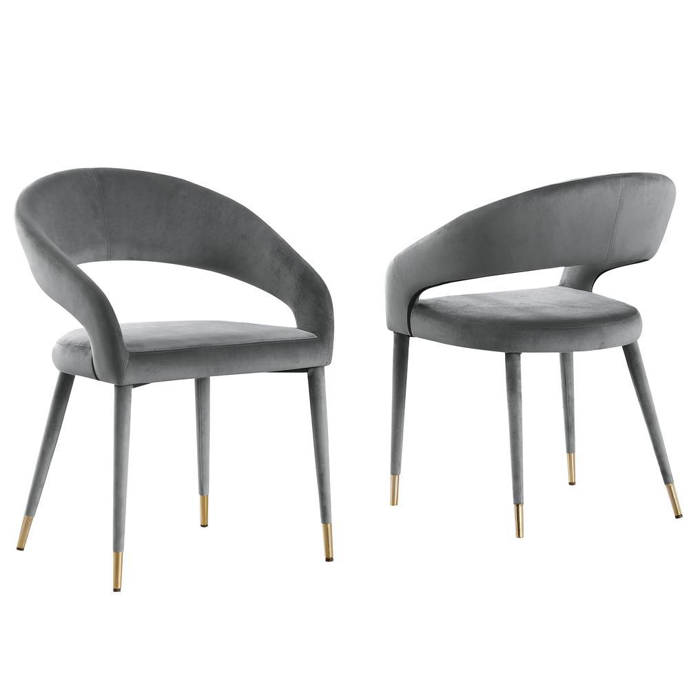 Jacques Velvet Gray Dining Chairs Set of 2