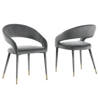 Jacques Velvet Gray Dining Chairs Set of 2