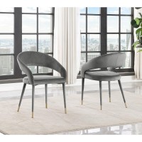 Jacques Velvet Gray Dining Chairs Set of 2