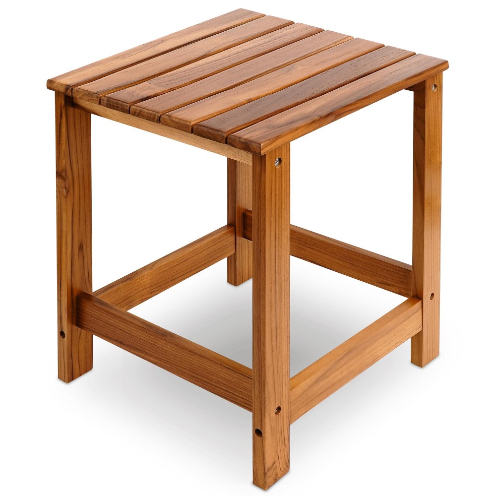 Utoplike Teak Outdoor Side Table For Patio Pool Coffee Accent Table Wood End Tables For Garden Backyard Bed Living Room Co