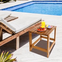 Utoplike Teak Outdoor Side Table For Patio Pool Coffee Accent Table Wood End Tables For Garden Backyard Bed Living Room Co