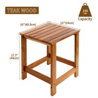 Utoplike Teak Outdoor Side Table For Patio Pool Coffee Accent Table Wood End Tables For Garden Backyard Bed Living Room Co