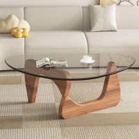 Coffee Tables For Living Room Triangle Glass Coffee Table With Wooden Base Midcentury Modern Abstract End Table For Study Roo