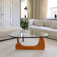 Coffee Tables For Living Room Triangle Glass Coffee Table With Wooden Base Midcentury Modern Abstract End Table For Study Roo