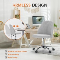 Sweetcrispy Armless Office Chair Cute Desk Chair, Modern Fabric Home Office Desk Chairs With Wheels Adjustable Swivel Task Computer Vanity Chair For Small Spaces