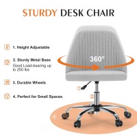 Sweetcrispy Armless Office Chair Cute Desk Chair, Modern Fabric Home Office Desk Chairs With Wheels Adjustable Swivel Task Computer Vanity Chair For Small Spaces