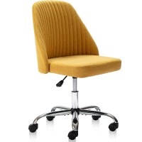 Sweetcrispy Armless Office Chair Cute Desk Chair Modern Fabric Home Office Desk Chairs With Wheels Adjustable Swivel Task Compu