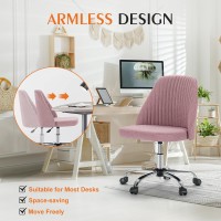 Sweetcrispy Armless Office Chair Cute Desk Chair, Modern Fabric Home Office Desk Chairs With Wheels Adjustable Swivel Task Computer Vanity Chair For Small Spaces