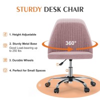 Sweetcrispy Armless Office Chair Cute Desk Chair, Modern Fabric Home Office Desk Chairs With Wheels Adjustable Swivel Task Computer Vanity Chair For Small Spaces