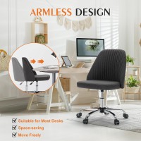 Sweetcrispy Armless Office Chair Cute Desk Chair Modern Fabric Home Office Desk Chairs With Wheels Adjustable Swivel Task Compu