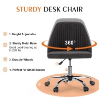 Sweetcrispy Armless Office Chair Cute Desk Chair Modern Fabric Home Office Desk Chairs With Wheels Adjustable Swivel Task Compu