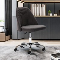 Sweetcrispy Armless Office Chair Cute Desk Chair Modern Fabric Home Office Desk Chairs With Wheels Adjustable Swivel Task Compu