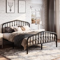 Sha Cerlin Full Size Metal Platform Bed Frame With Victorian Style Wrought Ironart Headboardfootboard No Box Spring Required