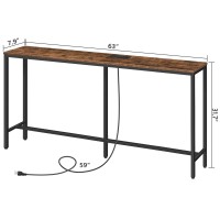 Mahancris Console Table With Power Outlet 63 Narrow Sofa Industrial Entryway Behind Couch Table With Usb Ports For Entryway