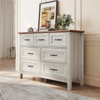 Linsy Home Dresser For Bedroom 7 Drawer Dresser With Metal Handles White Chest Of Drawers For Living Room Entryway And Hallwa