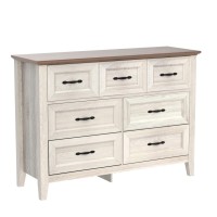 Linsy Home Dresser For Bedroom 7 Drawer Dresser With Metal Handles White Chest Of Drawers For Living Room Entryway And Hallwa