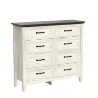 Linsy Home Dresser For Bedroom 8 Drawer Dresser With Metal Handles White Chest Of Drawers For Living Room Entryway And Hallwa