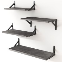 Ygeomer Floating Shelves For Wall Weathered Gray Wall Shelves Different Sizes Wall Mounted Wood Shelf For Living Room Bathroo