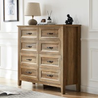 Linsy Home Dresser For Bedroom Long Dresser With 8 Drawers Wood Chest Of Drawers With Metal Handles Ideal For Living Room En