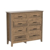 Linsy Home Dresser For Bedroom Long Dresser With 8 Drawers Wood Chest Of Drawers With Metal Handles Ideal For Living Room En