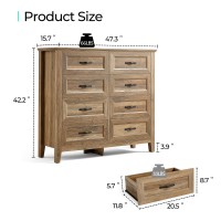 Linsy Home Dresser For Bedroom Long Dresser With 8 Drawers Wood Chest Of Drawers With Metal Handles Ideal For Living Room En