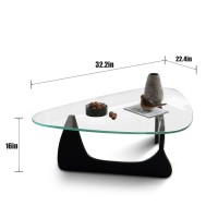 Triangle Coffee Table Glass Top And Wooden Base Abstract End Table Midcentury Modern Coffee Table Unique Coffee Table For Small