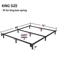 Bedsnus King Size Bed Frame 9 Inch Metal Basics Bed Frame High Profile Base For Box Spring 9Leg Support Noisefree Easy Ass