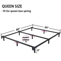 Bedsnus Queen Size Bed Frame 9 Inch Metal Basics Bed Frame High Profile Base For Box Spring 9Leg Support Noisefree Easy As