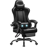 Homall Gaming Chair, Video Game Chair With Footrest And Massage Lumbar Support, Ergonomic Computer Chair Height Adjustable With Swivel Seat And Headrest (Faux Leather, Black)