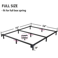 Bedsnus Full Size Bed Frame 9 Inch Metal Basics Bed Frame High Profile Base For Box Spring 9Leg Support Noisefree Easy Ass