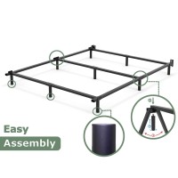 Bedsnus Full Size Bed Frame 9 Inch Metal Basics Bed Frame High Profile Base For Box Spring 9Leg Support Noisefree Easy Ass