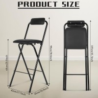 Thyle Folding Bar Stool With Backrest Leather Padded Counter Height Foldable Stool Portable Folding Stool Tall Bar Stools For